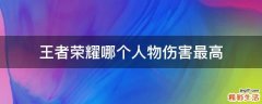 王者荣耀哪个人物伤害最高