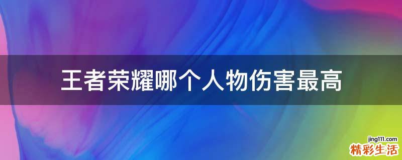王者荣耀哪个人物伤害最高