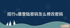 招行u盾登陆密码怎么修改密码