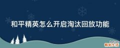 和平精英怎么开启淘汰回放功能