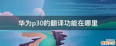 华为p30的翻译功能在哪里