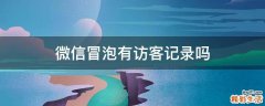 微信冒泡有访客记录吗