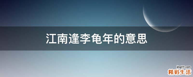 江南逢李龟年的意思