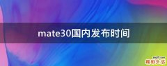 mate30国内发布时间