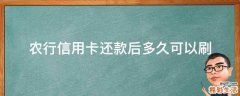 农行信用卡还款后多久可以刷