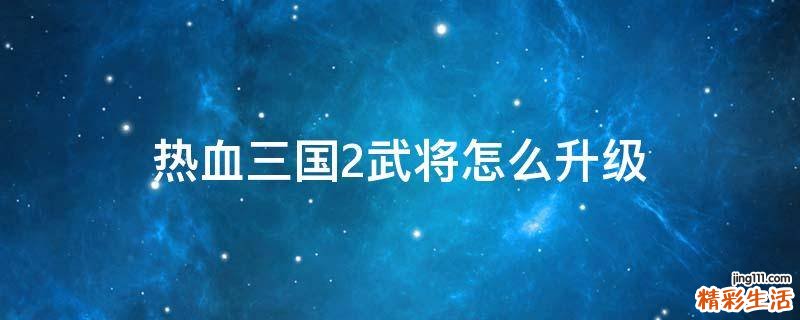 热血三国2武将怎么升级