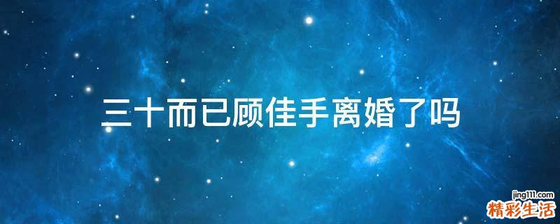 三十而已顾佳手离婚了吗