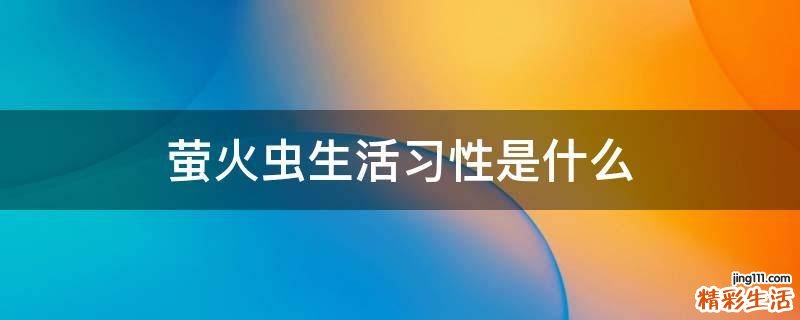 萤火虫生活习性是什么
