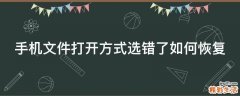 手机文件打开方式选错了如何恢复