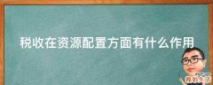 税收在资源配置方面有什么作用
