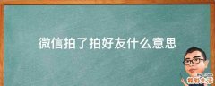 微信拍了拍好友什么意思