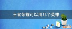 王者荣耀可以用几个英雄