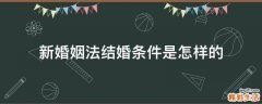 新婚姻法结婚条件是怎样的