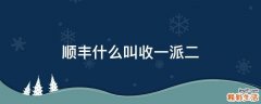 顺丰什么叫收一派二