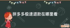 拼多多极速退款在哪里看