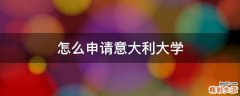 怎么申请意大利大学