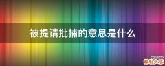 被提请批捕的意思是什么