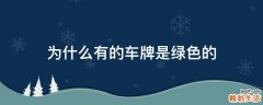 为什么有的车牌是绿色的