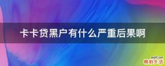 卡卡贷黑户有什么严重后果啊