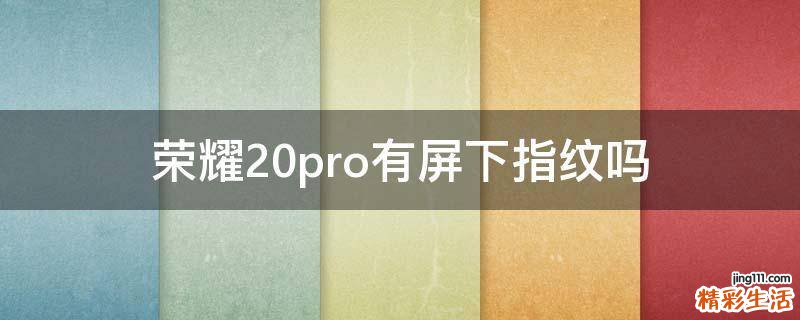 荣耀20pro有屏下指纹吗