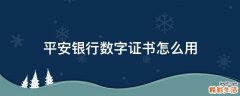 平安银行数字证书怎么用