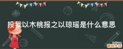 投我以木桃报之以琼瑶是什么意思