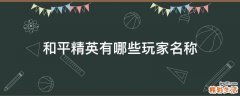 和平精英有哪些玩家名称
