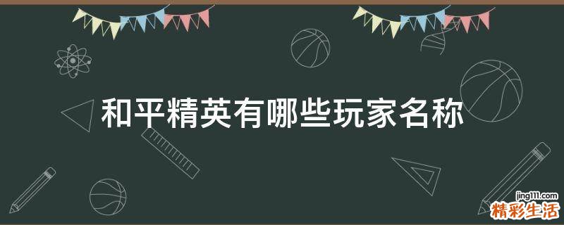 和平精英有哪些玩家名称