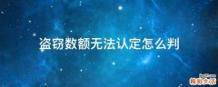 盗窃数额无法认定怎么判