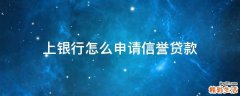 上银行怎么申请信誉贷款