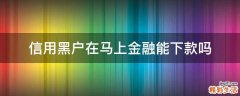 信用黑户在马上金融能下款吗