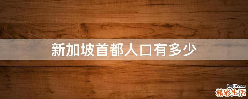 新加坡首都人口有多少