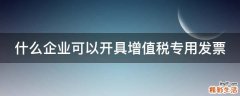 什么企业可以开具增值税专用发票