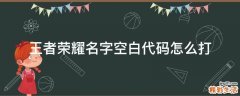 王者荣耀名字空白代码怎么打