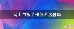 网上申报个税怎么选税局