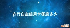 农行白金信用卡额度多少
