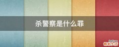 杀警察是什么罪