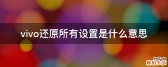vivo还原所有设置是什么意思