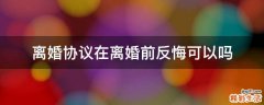 离婚协议在离婚前反悔可以吗