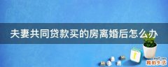 夫妻共同贷款买的房离婚后怎么办