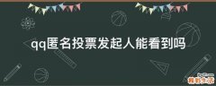 qq匿名投票发起人能看到吗