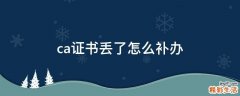 ca证书丢了怎么补办