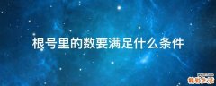 根号里的数要满足什么条件