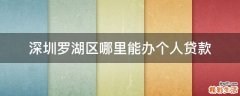 深圳罗湖区哪里能办个人贷款