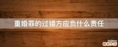 重婚罪的过错方应负什么责任