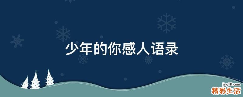 少年的你感人语录