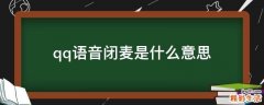qq语音闭麦是什么意思
