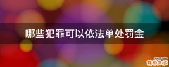 哪些犯罪可以依法单处罚金