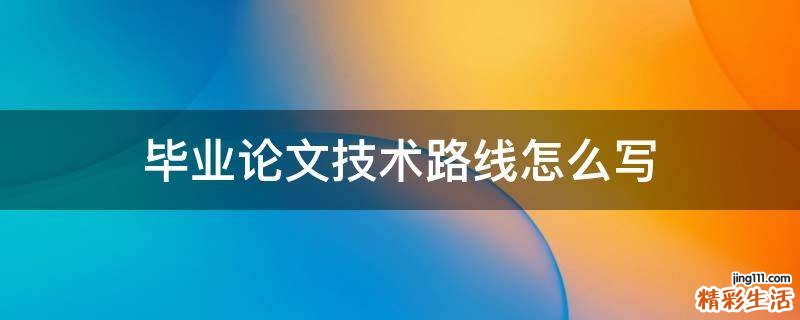 毕业论文技术路线怎么写