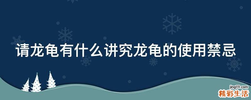 请龙龟有什么讲究龙龟的使用禁忌